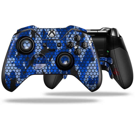 HEX Mesh Camo 01 Blue Bright - Decal Style Skin fits Microsoft XBOX One ELITE Wireless Controller (CONTROLLER NOT INCLUDED) by WraptorSkinz