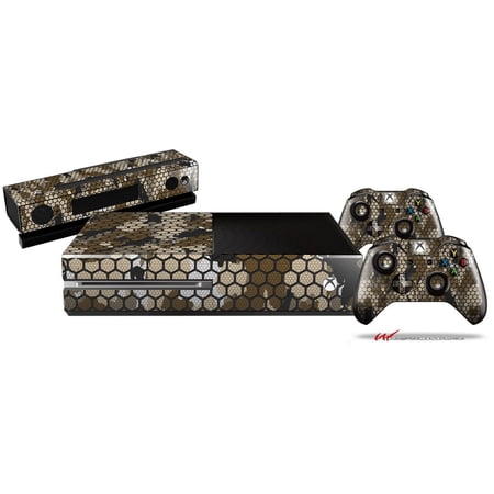 HEX Mesh Camo 01 Brown - Skin Bundle Decal Style Skin fits XBOX One Console Original, Kinect and 2 Controllers (XBOX SYSTEM NOT INCLUDED)