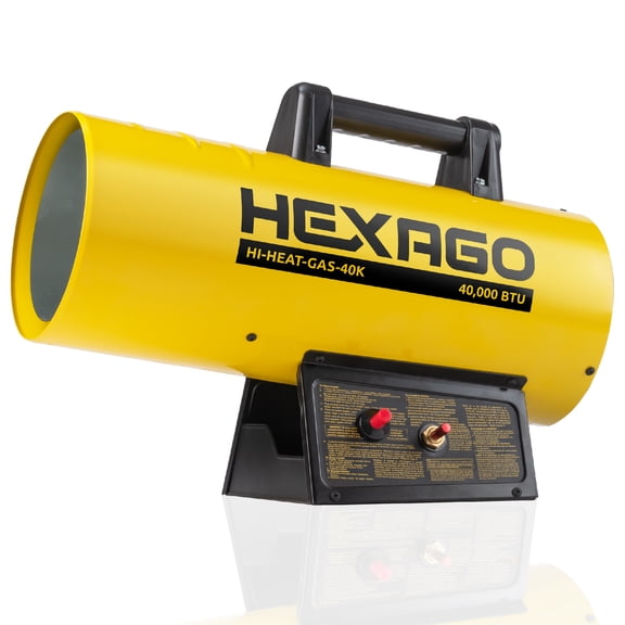 HEXAGO 40,000 BTU Contractor Portable Liquid Propane Gas LGP Forced Air Heater, CSA Listed, Yellow, Heating up to 1,000 sqft