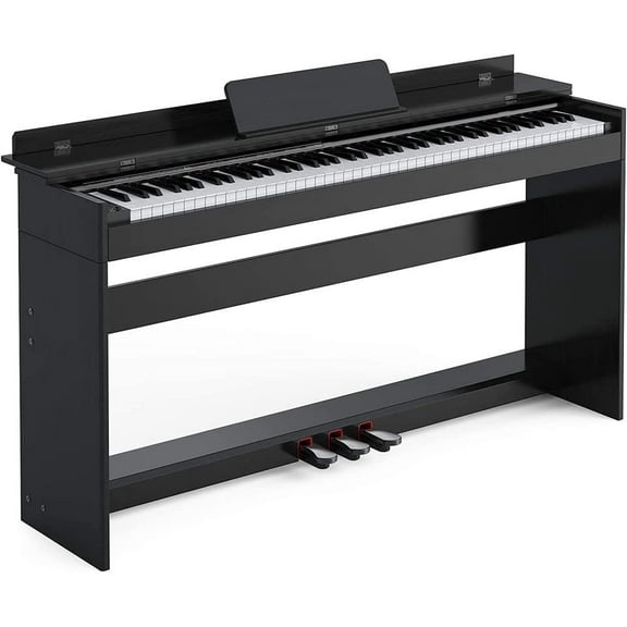 HEXANT 88-Key Weighted Digital Piano, Full-Size Semi-Weighted Upright Flip Electric Keyboard Piano with 3 Pedal and Multi-Functional Keyboard for Beginne(without Bench,Black)