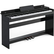 HEXANT 88-Key Weighted Digital Piano, Full-Size Semi-Weighted Upright Flip Electric Keyboard Piano with 3 Pedal and Multi-Functional Keyboard for Beginnewithout Bench,Black
