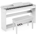 thumbnail image 1 of HEXANT 88-Key Weighted Digital Piano, Full-Size Semi-Weighted Upright Flip Electric Keyboard Piano with 3 Pedal and Multi-Functional Keyboard for Beginner(with Bench,White), 1 of 7