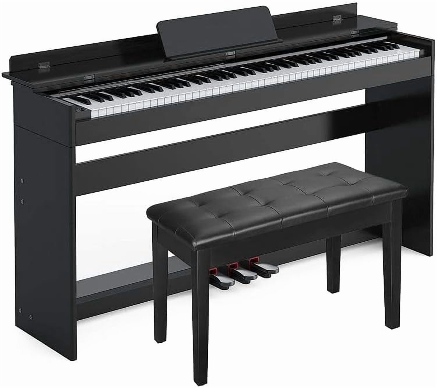 HEXANT 88-Key Weighted Digital Piano with 3 Pedal, Bench & Multi ...