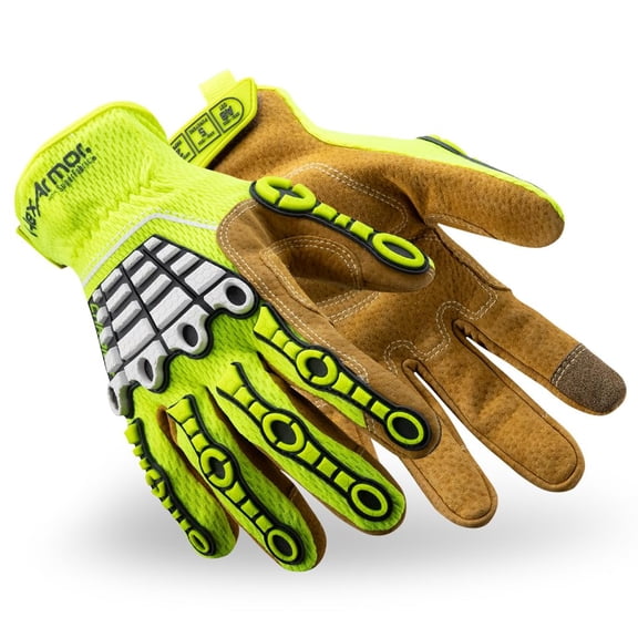 HexArmor Chrome Series 4091IMP IronHide Leather Work Gloves - ANSI A8 Cut Resistant, Impact Protection, Breathable HexVent Back-of-Hand, Touchscreen Capable, High-Abrasion Safety Gloves | XX-Large