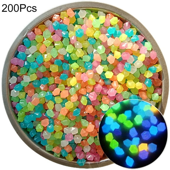 HEXBOOYOO 200PCS Glowing Rocks Luminous Stone for Vase Fillers Fish Tank Aquariums Rocks Fake Jewels Crysetal Plastic Jewels Gem Pebbles Decorations Powered by Light or Solar - 2025 New Arrival🔥