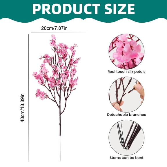 HEXBOOYOO 2025 New Arrival 12 PCS Baby Breath Flowers Artificial Bulk Fake Gypsophila Bouquets Real Touch Silk Floral Arrangements for Table Centerpieces Wedding Home Farmhouse Party DIY Decor