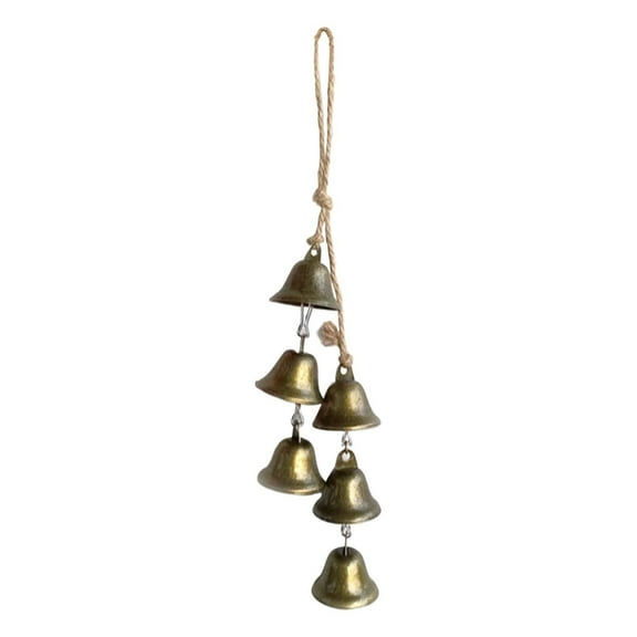 HEXBOOYOO 2025 New Arrival 1Pc Bells for Door Knob, Boho Hanger Wind Chimes Protection, Bell Strings with 6 Bells, Door Bell Vintage Decor for Home Room