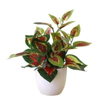 HEXBOOYOO Artificial Red Leaf Potted Plant, Realistic Fake Plant for Home Decor, Indoor/Outdoor Small Potted Plant, Tabletop Plant, Faux Greenery - 2025 New Arrival🔥