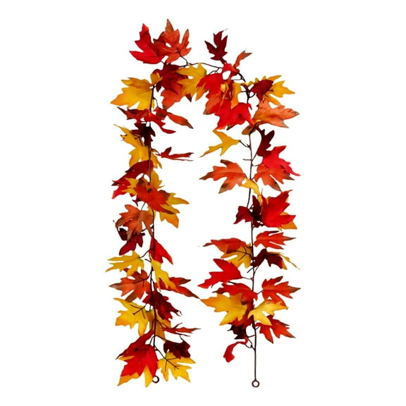 HEXBOOYOO Fall Maple Leaf Garland Hanging Vine Artificial Autumn Foliage for Thanksgiving, Home, Wedding, Fireplace, Party, Christmas Decor - 2025 New Arrival🔥