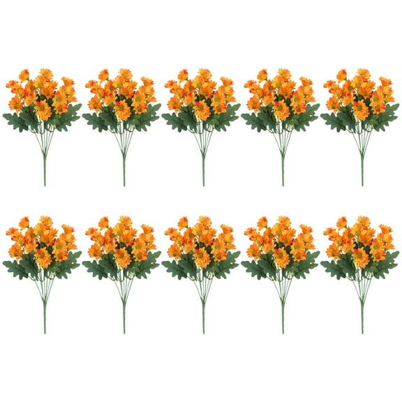 HEXBOOYOO Faux Flowers 10 Bundles Artificial Sunset Chrysanthemum Flowers for Outdoor Decoration – Fade Proof Realistic Flowers for Garden Patio and Porch - 2025 New Arrival🔥