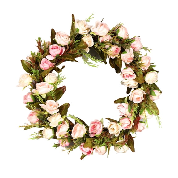 HEXBOOYOO Faux Flowers Spring Leaf Wreath Plastic Artificial Plant Home Decoration Wreath Front Door - 2025 New Arrival🔥
