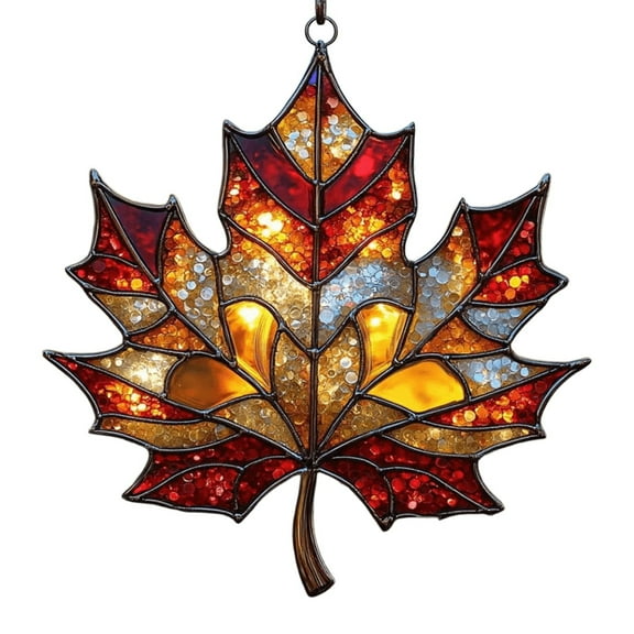 HEXBOOYOO Maple Leaf Suncatcher, Acrylic Stained Glass Window Hanging, Maple Leaves Fall Ornaments Fall Leaf Decorations Window Wall Hanging Ornament for Thanksgiving Autumn - 2025 New Arrival🔥