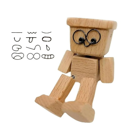 HEXBOOYOO Shaking Wooden Man Figurine, Handmade Car Ornaments Action Figure, Funny Bobblehead Car Dashboard Decor, Modern Desktop Creative Ornaments, Little Nerdy Dolls Gifts - 2025 New Arrival🔥