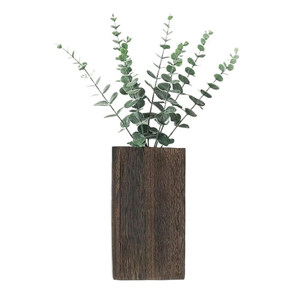 HEXBOOYOO Wood Wall Decor Planter Vase with Artificial Eucalyptus, Living Room Wall Hanging Decor for Indoor Outdoor Fake Plants, Farmhouse Kitchen Bathroom Office Wall Decoration -2025 New Arrival🔥