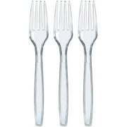 HEXINGMC-100 pieces of clear plastic forks |Fine plastic cutlery|Elegant disposable fork pack|Bulk disposable cutlery|Plastic cutlery set|Disposable silver cutlery