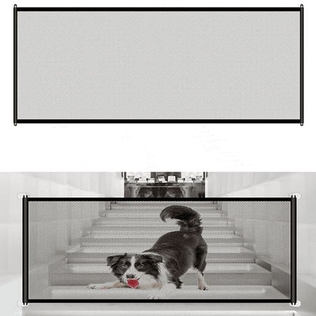 HEXINGMC Extra Wide Portable Mesh Pet Gate with Sticky Hooks, Expands to 70.8"