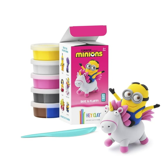 HEY CLAY & Verlichtingscadeaus - Minions Dave & Fluffy - Kleurrijke modellering Luchtdroge Klei