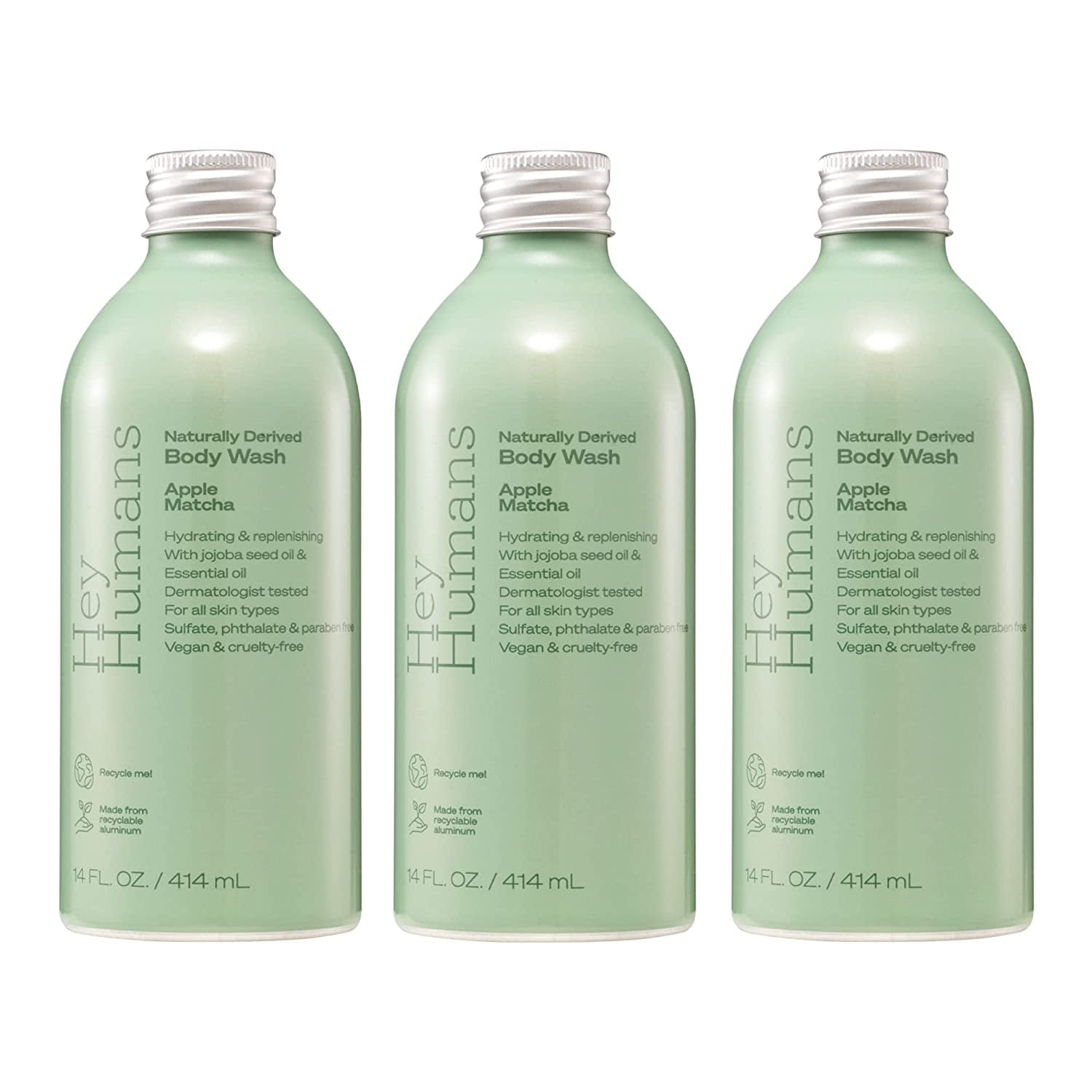 HEY HUMANS Apple Matcha Moisturizing Body Wash with Natural Ingredients