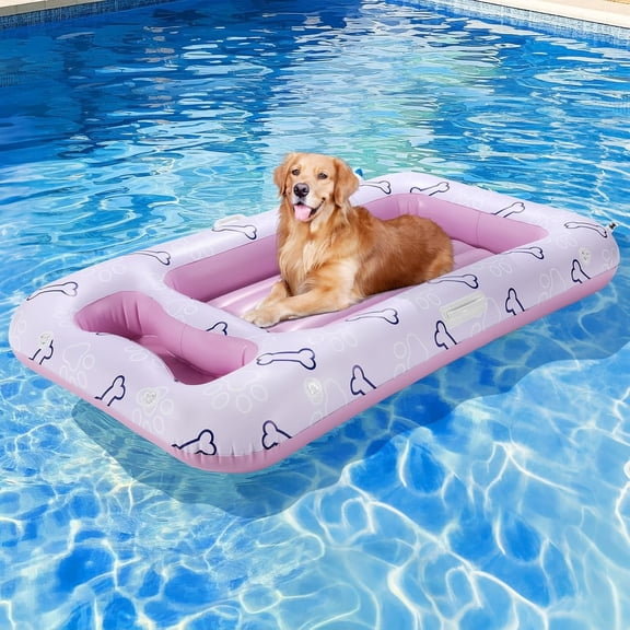 HeySplash Dog Floats for Pool, Pet Pool Float, Inflatable Pool Floats for Small, Medium and Large Dogs, Built-in Area for Snacks and Toys, Dog Float for Outdoor Water Park Travel, Pink