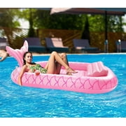 HEY! SPLASH Inflatable Pool Floats, Extra Large Tanning Pool Water Lounge, Pool Sunbathing Lounger Tanning Bed Mat with Cupholder, Swimming Pool Float Blow up Pool Floatie Toys for Adult