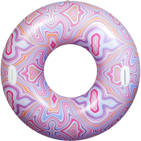 HEY! SPLASH Pool Tubes for Adult, 42 Inch Large Floats Tube Rafts with Handles, Inflatable Swimming Ring Lounge, Hawaii Fun Swim Floaties River Pool Beach Lake Party,Colorful Pink Ripple