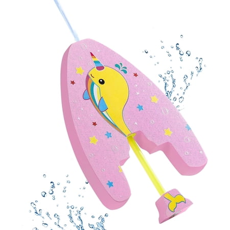 HEY! SPLASH Swim Kickboard, Cute Pattern Kickboard for Kids, Swimming Kickboard with Water Sprayer, Swim Board Training Water Fun Tool for Kids, Beginning Swimmers, Swimming Pool, Pink Yellow Whale