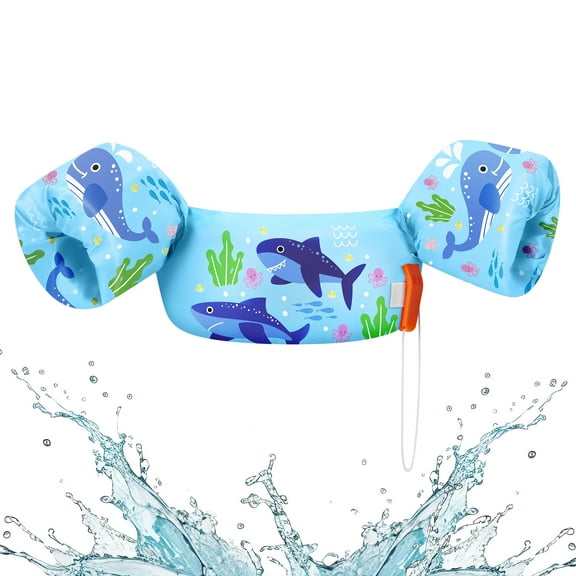 HeySplash Swim Vest for Kids 3-5 years old,Pool Floaties with Adjustable Strap For 22-55 Lbs Kids,Blue Shark