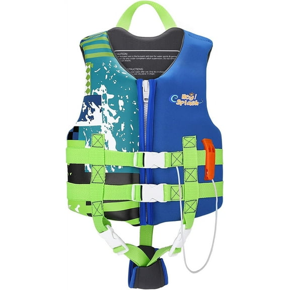 HEY!SPLASH Swim Vest, Kids Swimming Jacket Fit 30-50/50-80lbs, Child Floaties Vest wiht Safety Strap, Float Jacket for Girls/Boys on Pool,Beach,Boating, Learn to Swim Aid, L 6-9 Yrs