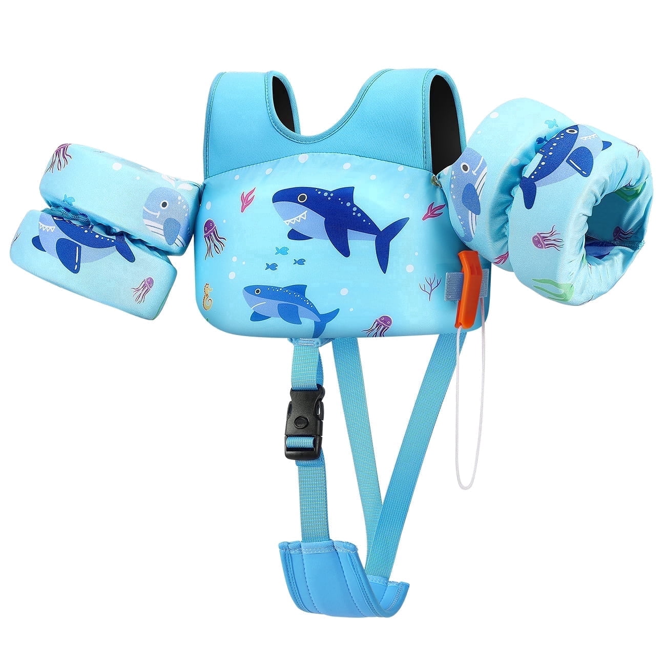 HeySplash Swim Vest for Kid,Arm Floaties with Adjustable Strap Fit 3-5 Years,Pool Sea Swimming Aid,Blue Shark