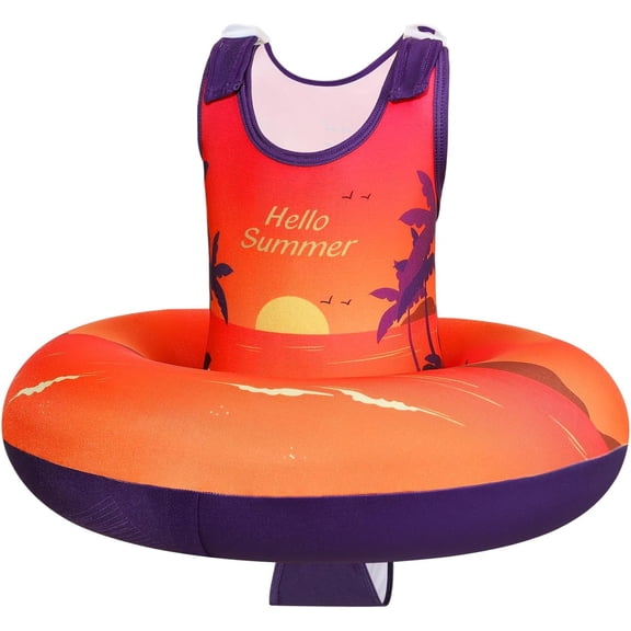 HEY!SPLASH Toddler Swim Vest for Age 3-6, Swim Trainer Vests with Adjustable Strap fit for Boys Girls 30-60lbs, Children Swimsuit, Floating Tubes Swim Jackets, Beginner Learn to Swim, Sunset Orange
