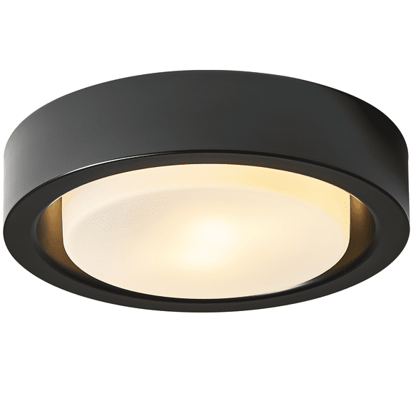 HEYAN 13 Inch Black Flush Mount Ceiling Light Fixtures Modern Round Metal Ceiling Light with White Frosted Glass Shade for Hallway Bedroom Kitchen