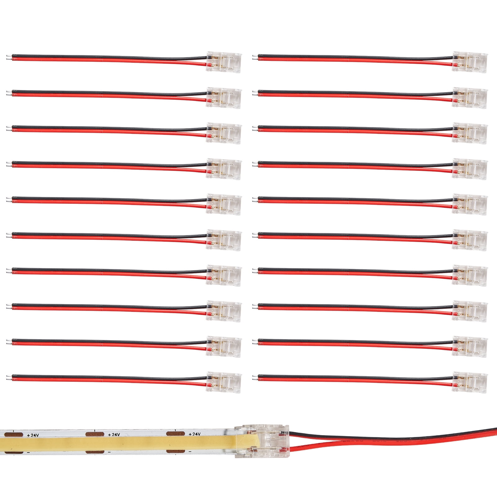 HEYAN 20 Pcs 2 Pin 8mm Solderless Transparent LED Strip Connector Strip ...