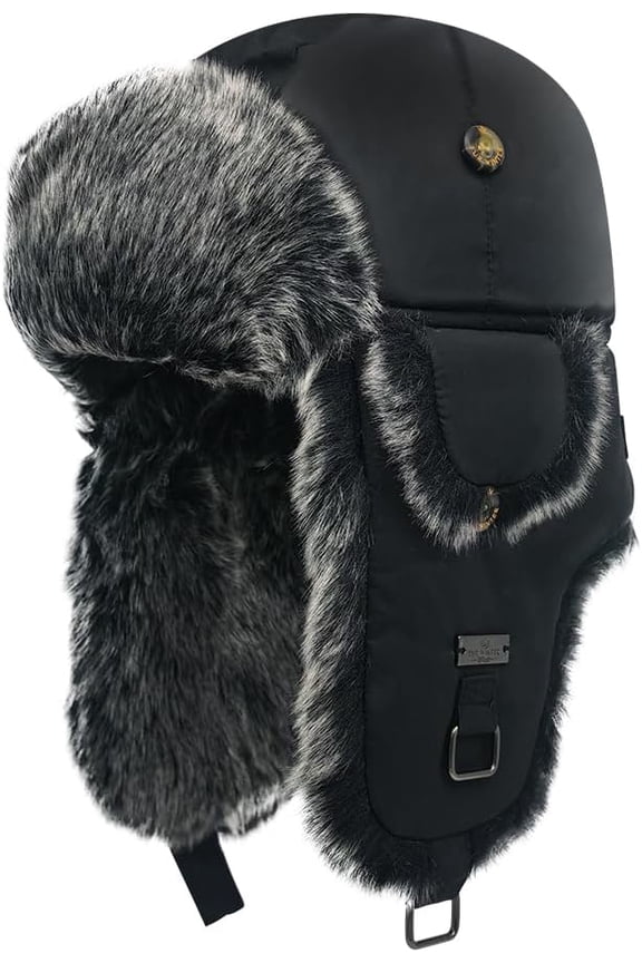 Winter Trapper Hat,Wool Faux Fur Aviator Ski Trapper Trooper Pilot Snow Eskimo Hat with Ear Flaps for Men & Women