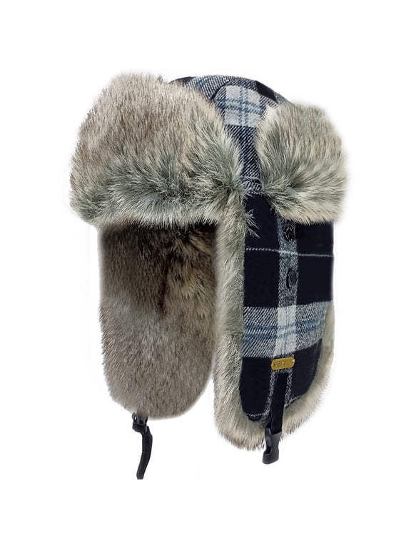 Winter Trapper hat,Russian Ushanka Plaid Faux Fur Fuzzy for Men Women with Ear Flaps Eskimo Soviet Pilot Hat