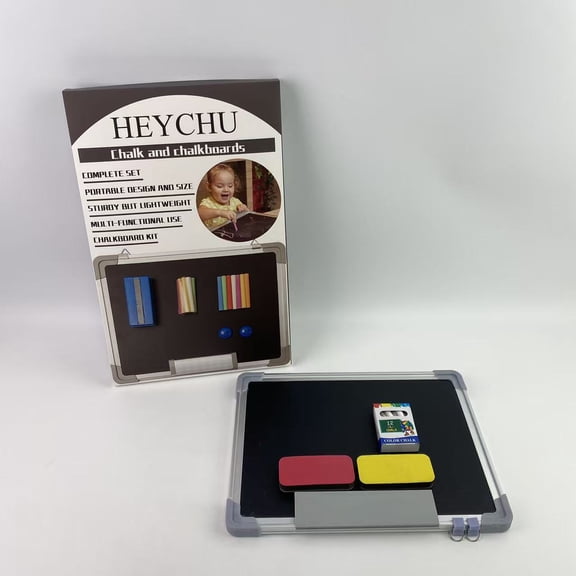 HEYCHU Chalk and chalkboards - Small Black Board 15 x 12 in with 2 Magnetic Chalk Eraser - Mini Hanging Wall Message Sign Blackboard Home Office (15x12)