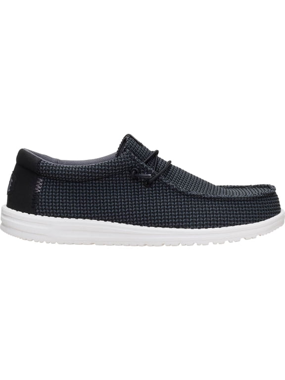 Men Wally Mesh Lace-Up Moccasins Black/White, 13
