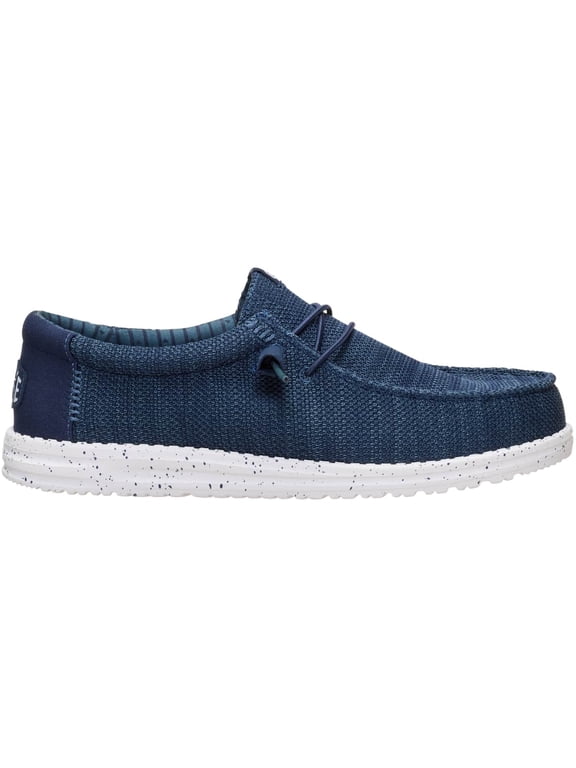 Wally Stretch Sox Wide Lace-Up Moccasins Navy, 12