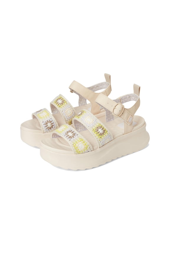 HEYDUDE Women's Delray Buckle Cottage Crochet Egret/Lavender/Multi 10 Medium