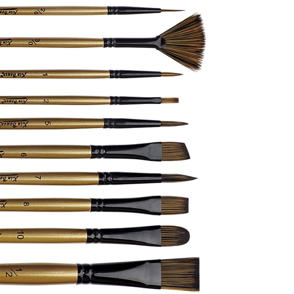 HEYMKGO 10-Piece Art Paint Brush Set - Assorted Brushes for Acrylic, Watercolor & Gouache Painting - Hobby & Professional Artist Tools