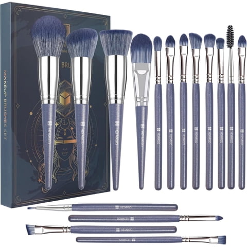 16-Piece Professional Makeup Brush Set - Premium Synthetic Foundation, Blending, Blush, Powder & Eyeshadow Brushes for Flawless Face & Eye Makeup