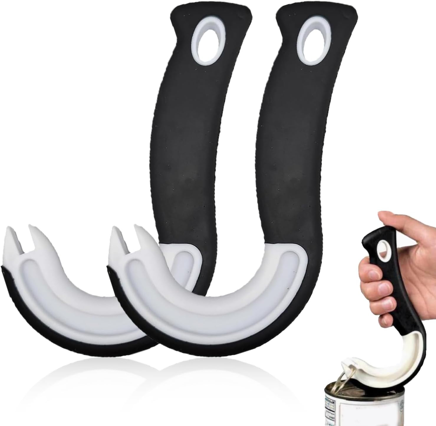 HEYMKGO 2 Pack Easy Open Ring Pull Can Opener Pop Top Tab Puller Simple Tool for Soda Tabs Lid Lifter Tin Can Ideal for Protecting Nails and Folks with Joint Pa