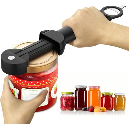 HEYMKGO Bottle Opener for Seniors with Arthritis, Retractable Magnetic Can Opener Jar Grippers, Kitchen Gadgets for Weak Hands (Black)