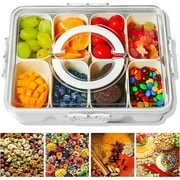 HEYMKGO Divided Serving Tray with Lid Snackle Box Charcuterie Container for Candy Fruits Nuts Snack