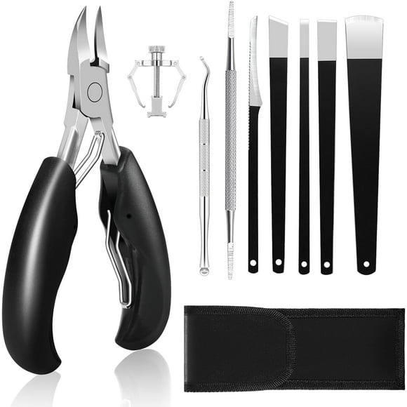 HEYMKGO Toenail Clippers for Thick or Ingrown Nails, 9 in 1 Professional Toenail Clippers Set, Podiatrist Toenail Clippers, Heavy Duty Podiatry Tools Ingrown Toenail Treatment Tools for Men Women