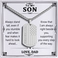 thumbnail image 1 of HEYOLL Gold Dog Tag Necklaces for Men to My Son Gifts from Dad American Flag Pendant Chain Military Army Birthday Valentines Day Jewelry Gifts Son Teen Teenages Tween Preteen Him Age Ideas, 1 of 7
