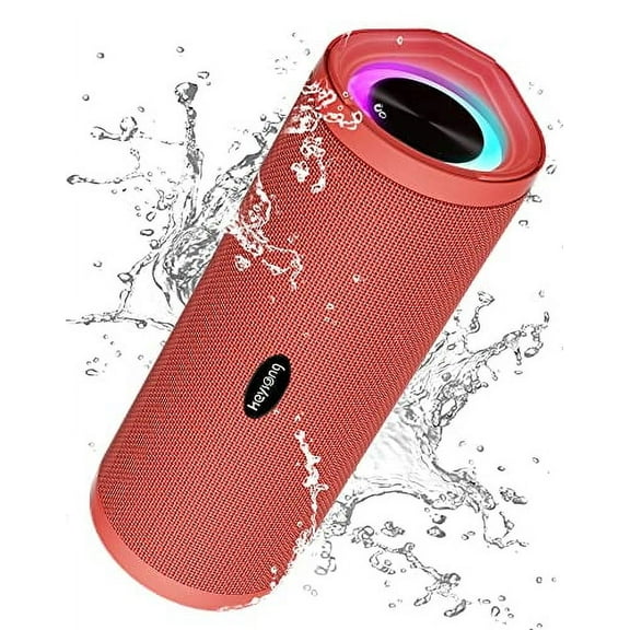 HEYSONG Portable Bluetooth Speaker, Waterproof Wireless Shower Speakers with Good Bass, IPX7 Floating, 5000mAh, TF Card, Loud Sound for Beach, Pool, Kayak Accessories, Gifts for Woman, Girl - Red