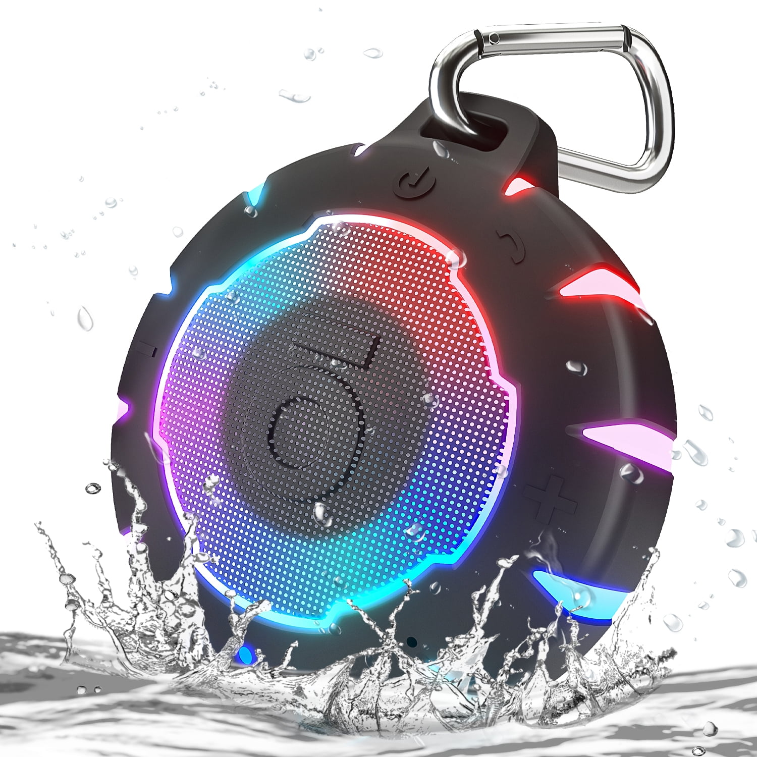 HEYSONG Shower Bluetooth Speaker, IP67 Waterproof Wireless Speakers, Stereo Bathroom Speaker, Portable Small Speakers for Kayak, Beach, Hiking, Boat Accessories, Gifts for Men-Black