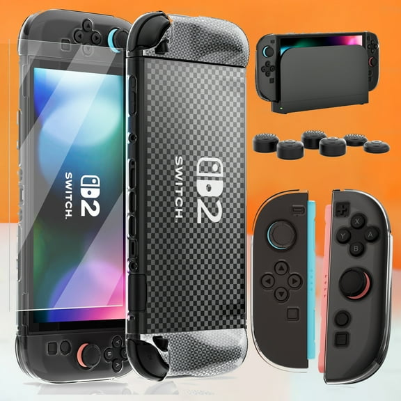 HEYSTOP 360 Protection Bundle for Nintendo Switch 2 - Protective Soft PC Shell, Screen Protector & 6pcs Thumb Grips