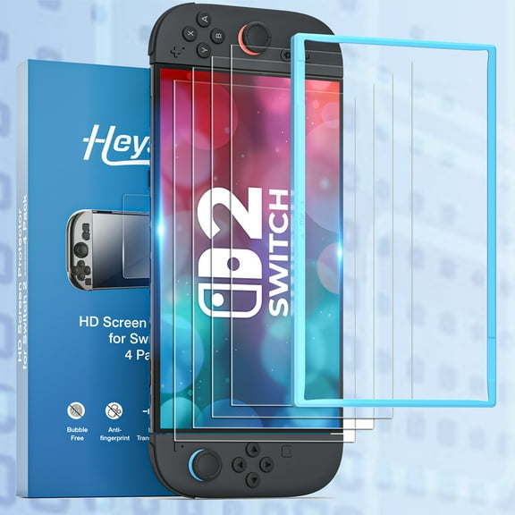 HEYSTOP 4-Pack Tempered Glass Screen Protector Designed for Nintendo Switch 2 with [Alignment Frame] Transparent HD Clear Screen Protector