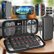 HEYSTOP Carrying Case for Nintendo Switch 2   Game Accessories Set with Hard PC Grip Case, Screen Protector, Adjustable Strap & Thumb Grip Caps